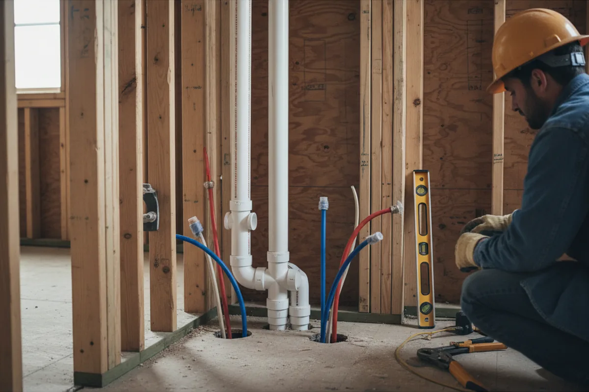 Drain and supply rough-in during Garbage Disposal Repair in Orleans